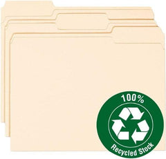 Samsill - 8-1/2 x 11", Letter Size, Manila, File Folders with Top Tab - 11 Point Stock, 1/3 Tab Cut Location - Exact Tool & Supply