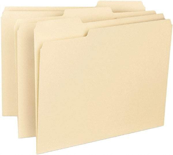 Samsill - 8-1/2 x 11", Letter Size, Manila, File Folders with Top Tab - 11 Point Stock, 1/3 Tab Cut Location - Exact Tool & Supply
