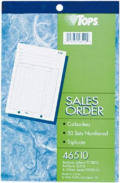 TOPS - 50 Sheet, 5-9/16 x 7-15/16", Sales Order Book - White - Exact Tool & Supply