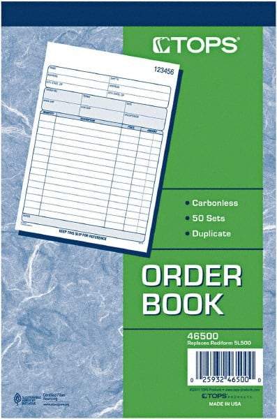TOPS - 50 Sheet, 5-9/16 x 7-15/16", Sales Order Book - White - Exact Tool & Supply