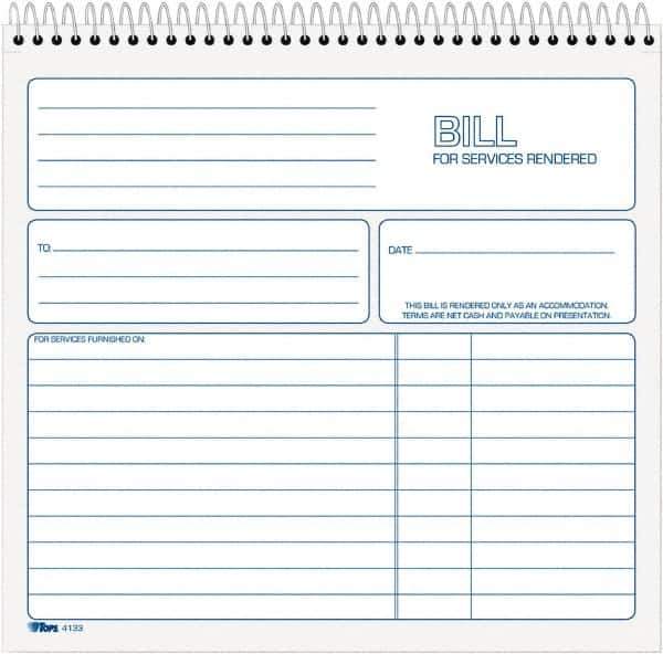 TOPS - 50 Sheet, 8-1/2 x 7-3/4", Service Invoices - White - Exact Tool & Supply