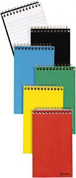 AMPAD - 60 Sheet, 3 x 5", Narrow Memo Book (Top Bound) - Red & Blue & Black on White - Exact Tool & Supply