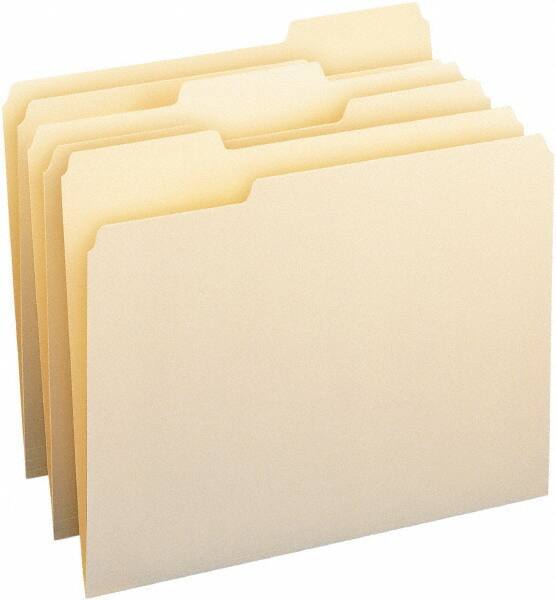 Samsill - 8-1/2 x 11", Letter Size, Manila, File Folders with Top Tab - 11 Point Stock, 1/3 Tab Cut Location - Exact Tool & Supply