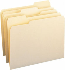 Samsill - 8-1/2 x 11", Letter Size, Manila, File Folders with Top Tab - 11 Point Stock, 1/3 Tab Cut Location - Exact Tool & Supply