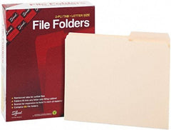 Samsill - 8-1/2 x 11", Letter Size, Manila, File Folders with Top Tab - 11 Point Stock, 2/5 Tab Cut Location - Exact Tool & Supply