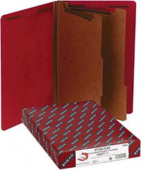 Samsill - 8-1/2 x 14", Legal, Bright Red, Classification Folders with End Tab Fastener - 11 Point Stock, Straight Tab Cut Location - Exact Tool & Supply