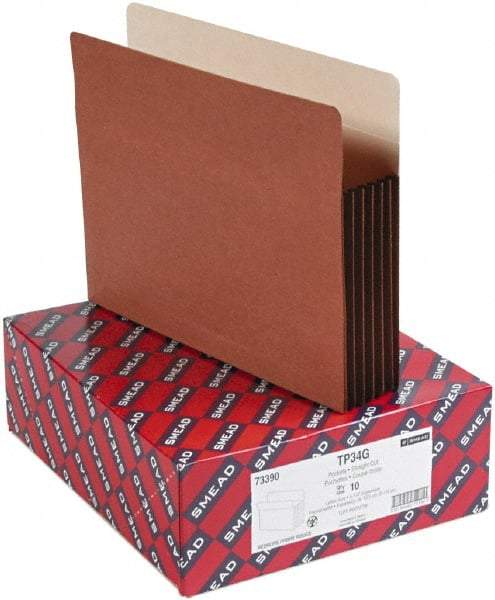 Samsill - 8-1/2 x 11", Letter Size, Manila/Redrope, Expandable File Folders with Drop Front & Top Tab Pocket - 11 Point Stock, Straight Tab Cut Location - Exact Tool & Supply