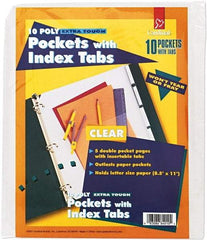 Cardinal - 11 x 8 1/2" 3-Hole Punched, Binder Pockets Divider - White Tabs, Clear Folder - Exact Tool & Supply