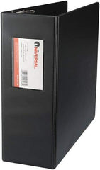 UNIVERSAL - 4" Sheet Capacity, 11 x 8-1/2", Non-View Ring Binder - Suede Finish Vinyl, Black - Exact Tool & Supply