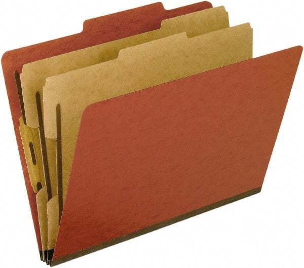 Pendaflex - 8-1/2 x 11", Letter Size, Red, Classification Folders with Top Tab Fastener - 11 Point Stock, 2/5 Tab Cut Location - Exact Tool & Supply