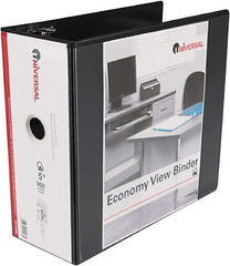 UNIVERSAL - 5" Sheet Capacity, 11 x 8-1/2", View Ring Binder - Vinyl, Black - Exact Tool & Supply