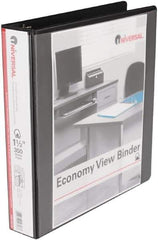 UNIVERSAL - 1-1/2" Sheet Capacity, 11 x 8-1/2", View Ring Binder - Vinyl, Black - Exact Tool & Supply