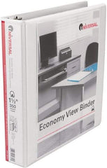 UNIVERSAL - 1-1/2" Sheet Capacity, 11 x 8-1/2", View Ring Binder - Vinyl, White - Exact Tool & Supply