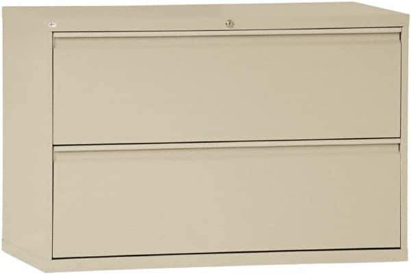 ALERA - 42" Wide x 29" High x 19-1/4" Deep, 2 Drawer Lateral File with Lock - Steel, Putty - Exact Tool & Supply