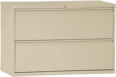 ALERA - 42" Wide x 29" High x 19-1/4" Deep, 2 Drawer Lateral File with Lock - Steel, Putty - Exact Tool & Supply