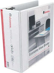 UNIVERSAL - 4" Sheet Capacity, 11 x 8-1/2", View Ring Binder - Vinyl, White - Exact Tool & Supply