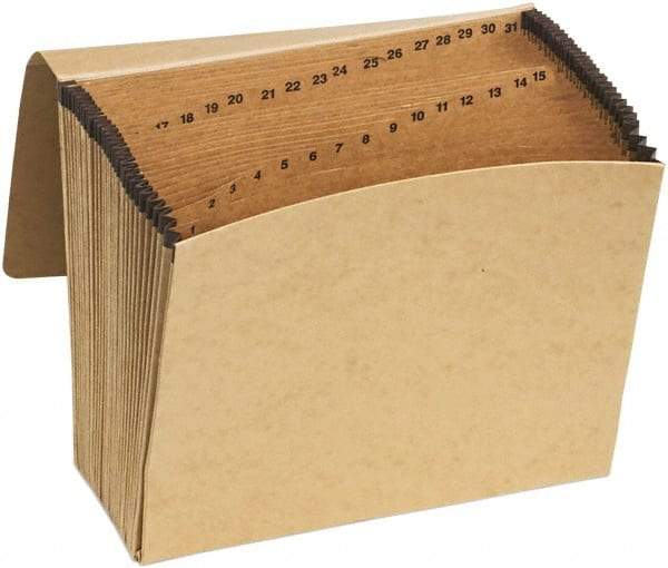 Pendaflex - 8-1/2 x 11", Letter Size, Brown, Expandable File Folders with Elastic Cord Closure - 11 Point Stock - Exact Tool & Supply