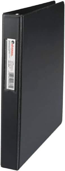 UNIVERSAL - 1" Sheet Capacity, 11 x 8-1/2", Non-View Ring Binder - Suede Finish Vinyl, Black - Exact Tool & Supply