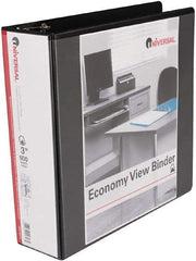 UNIVERSAL - 3" Sheet Capacity, 11 x 8-1/2", View Ring Binder - Vinyl, Black - Exact Tool & Supply