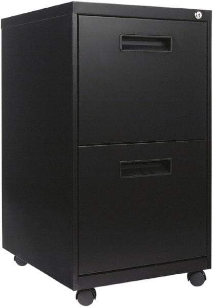 ALERA - 16" Wide x 28-1/2" High x 19.2" Deep, 2 Drawer Mobile Pedestal - Steel, Black - Exact Tool & Supply