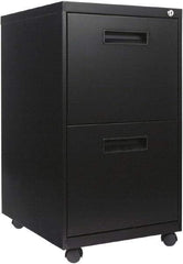 ALERA - 16" Wide x 28-1/2" High x 19.2" Deep, 2 Drawer Mobile Pedestal - Steel, Black - Exact Tool & Supply
