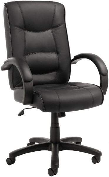 ALERA - 28-1/8" High Office/Managerial/Executive Chair - 21" Wide x 21" Deep, Top-Grain Leather Seat, Black - Exact Tool & Supply