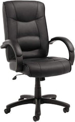 ALERA - 28-1/8" High Office/Managerial/Executive Chair - 21" Wide x 21" Deep, Top-Grain Leather Seat, Black - Exact Tool & Supply