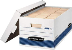 BANKERS BOX - 1 Compartment, 15 Inch Wide x 24 Inch Deep x 10 Inch High, File Storage Box - 1 Ply Side, 2 Ply Bottom, 2 Ply End, White and Blue - Exact Tool & Supply