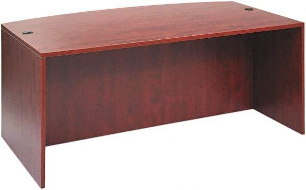 ALERA - Woodgrain Laminate Bow Front Desk - 71" Wide x 35" Deep x 41" High, Medium Cherry - Exact Tool & Supply