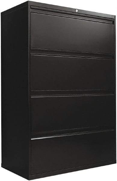ALERA - 36" Wide x 54" High x 19-1/4" Deep, 4 Drawer Lateral File with Lock - Steel, Black - Exact Tool & Supply
