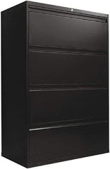 ALERA - 36" Wide x 54" High x 19-1/4" Deep, 4 Drawer Lateral File with Lock - Steel, Black - Exact Tool & Supply