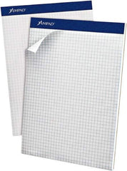 AMPAD - 100 Sheet, 8-1/2 x 11-3/4", Quadrille Writing Pad - White - Exact Tool & Supply