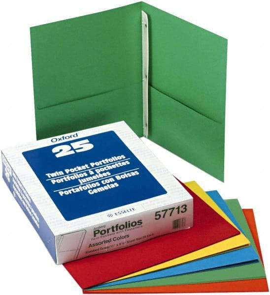 OXFORD - 8-1/2 x 11", Letter Size, Light Blue, Pocket Folders - 11 Point Stock - Exact Tool & Supply