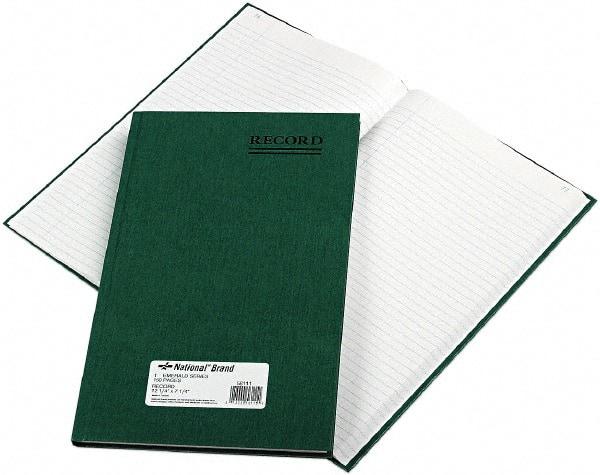 National Brand - 150 Sheet, 12-1/4 x 7-1/4", Record Rule Record/Account Book - Green - Exact Tool & Supply
