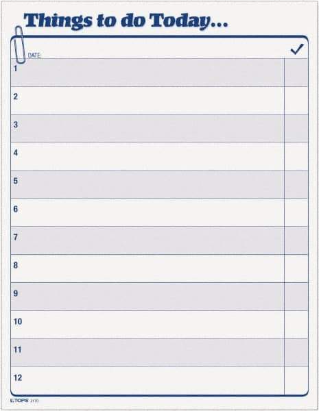 TOPS - 100 Sheet, 8-1/2 x 11", Daily Agenda - White - Exact Tool & Supply