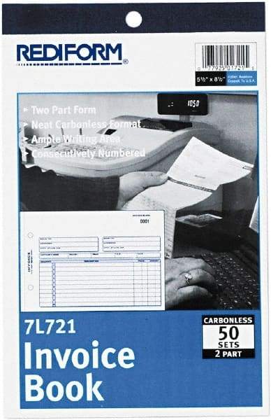 REDIFORM - 50 Sheet, 5-1/2 x 7-7/8", Invoice Book - White - Exact Tool & Supply