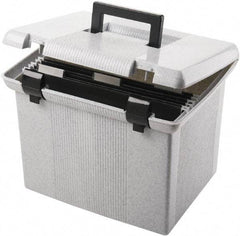Pendaflex - 1 Compartment, 13 Inch Wide x 14 Inch Deep x 10 Inch High, Portable File Box - Plastic, Granite - Exact Tool & Supply