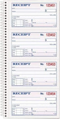 TOPS - 200 Sheet, 2-3/4 x 4-3/4", Receipt Book - White - Exact Tool & Supply