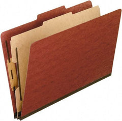 Pendaflex - 8-1/2 x 14", Legal, Red, Classification Folders with Top Tab Fastener - 11 Point Stock, 2/5 Tab Cut Location - Exact Tool & Supply