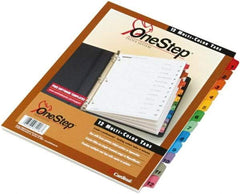 Cardinal - 11 x 8 1/2" 1 to 12" Label, 3-Hole Punched, Preprinted Divider - Multicolor Tabs, White Folder - Exact Tool & Supply