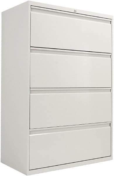 ALERA - 36" Wide x 54" High x 19-1/4" Deep, 4 Drawer Lateral File with Lock - Steel, Light Gray - Exact Tool & Supply