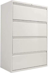 ALERA - 36" Wide x 54" High x 19-1/4" Deep, 4 Drawer Lateral File with Lock - Steel, Light Gray - Exact Tool & Supply
