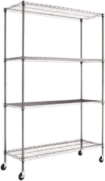ALERA - 4 Shelf Wire Shelving Unit - 18" Deep x 72" High, - Exact Tool & Supply