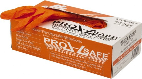 PRO-SAFE - Size XL, 5 mil, Industrial Grade, Powder Free Nitrile Disposable Gloves - Exact Tool & Supply