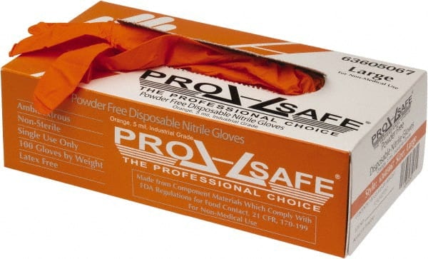 PRO-SAFE - Size L, 5 mil, Industrial Grade, Powder Free Nitrile Disposable Gloves - Exact Tool & Supply