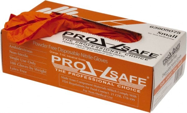 PRO-SAFE - Size S, 5 mil, Industrial Grade, Powder Free Nitrile Disposable Gloves - Exact Tool & Supply