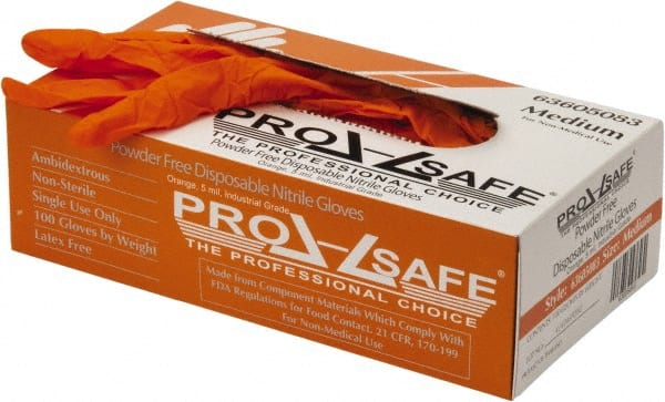 PRO-SAFE - Size M, 5 mil, Industrial Grade, Powder Free Nitrile Disposable Gloves - Exact Tool & Supply
