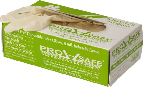 PRO-SAFE - Size M, 8 mil, Industrial Grade, Powder Free Latex Disposable Gloves - Exact Tool & Supply