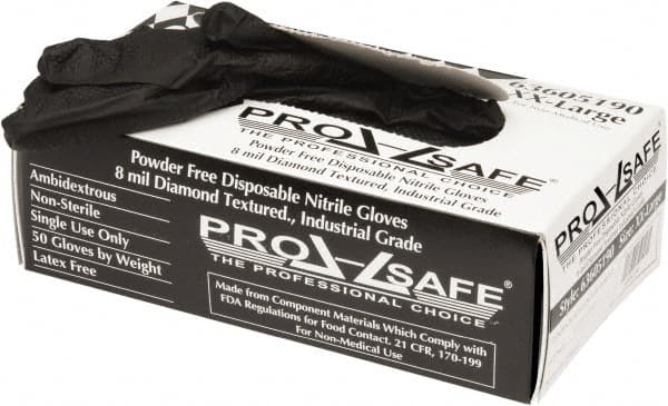 PRO-SAFE - 50 Piece Pack, Size 2XL, 8 mil, Industrial Grade, Powder Free Nitrile Disposable Gloves - Exact Tool & Supply