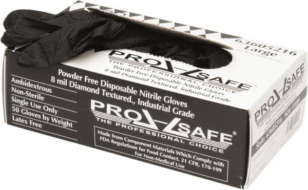 PRO-SAFE - 50 Piece Pack, Size L, 8 mil, Industrial Grade, Powder Free Nitrile Disposable Gloves - Exact Tool & Supply